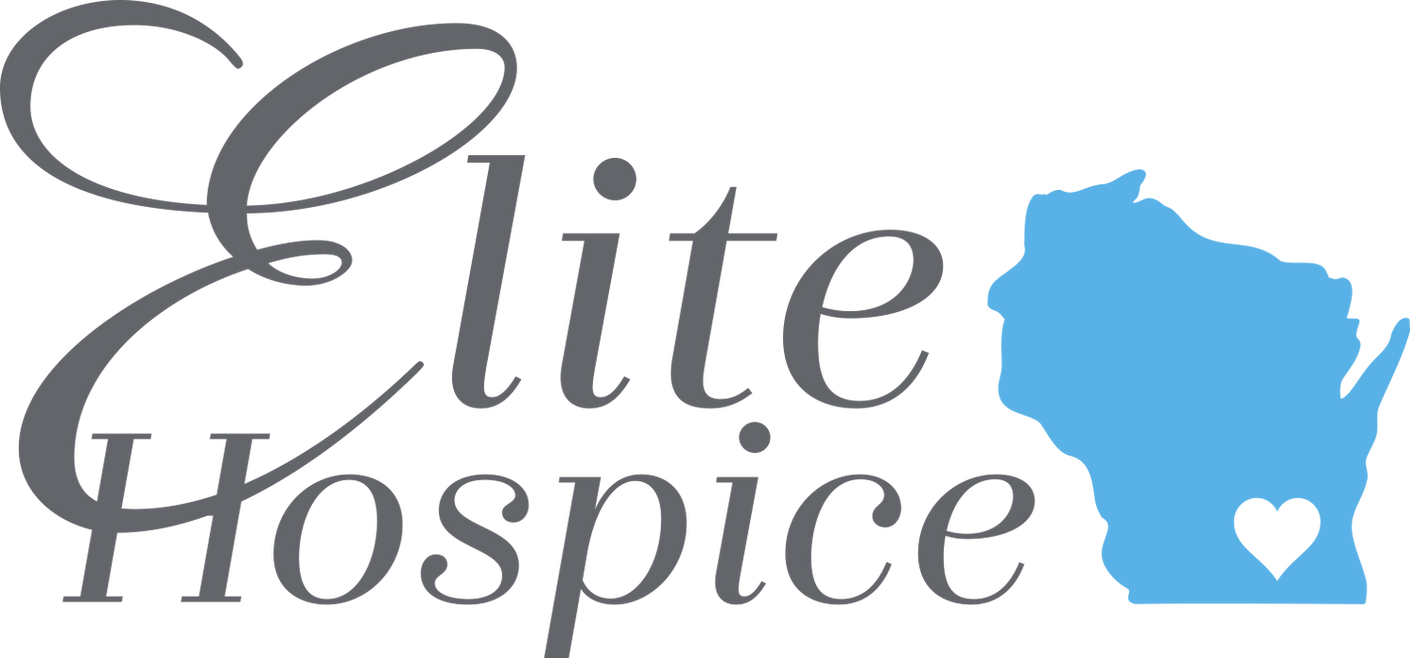 Logo with text 'Elite Hospice' and a blue butterfly.